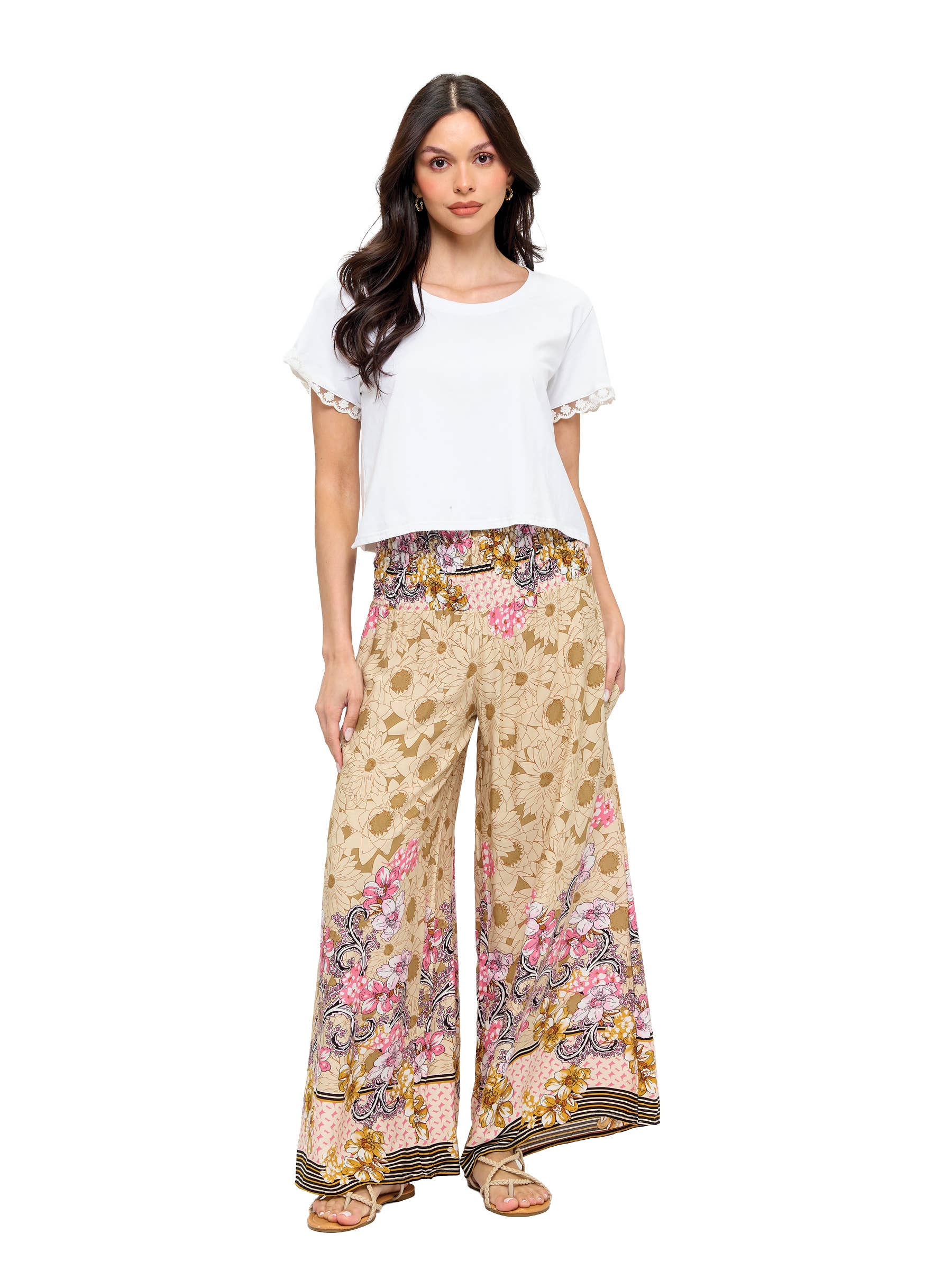 Breezy Boho Floral Smock Palazzo Pants boho clothing, festival outfit, hippie style apparel | Elevated Hippie