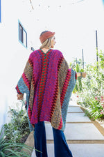 Western Colorful Crochet Patterned Ruana