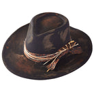 Distressed Fabric Band Feather Cowgirl Fedora Hat boho clothing, festival outfit, hippie style apparel | Elevated Hippie