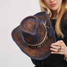 Distressed Fabric Multi Band Cowgirl Fedora Hat boho clothing, festival outfit, hippie style apparel | Elevated Hippie