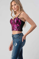 Metallic Shine Floral Printed Crop Top boho clothing, festival outfit, hippie style apparel | Elevated Hippie