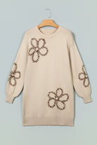 Parchment Floral Puff Sleeve Sweater Dress