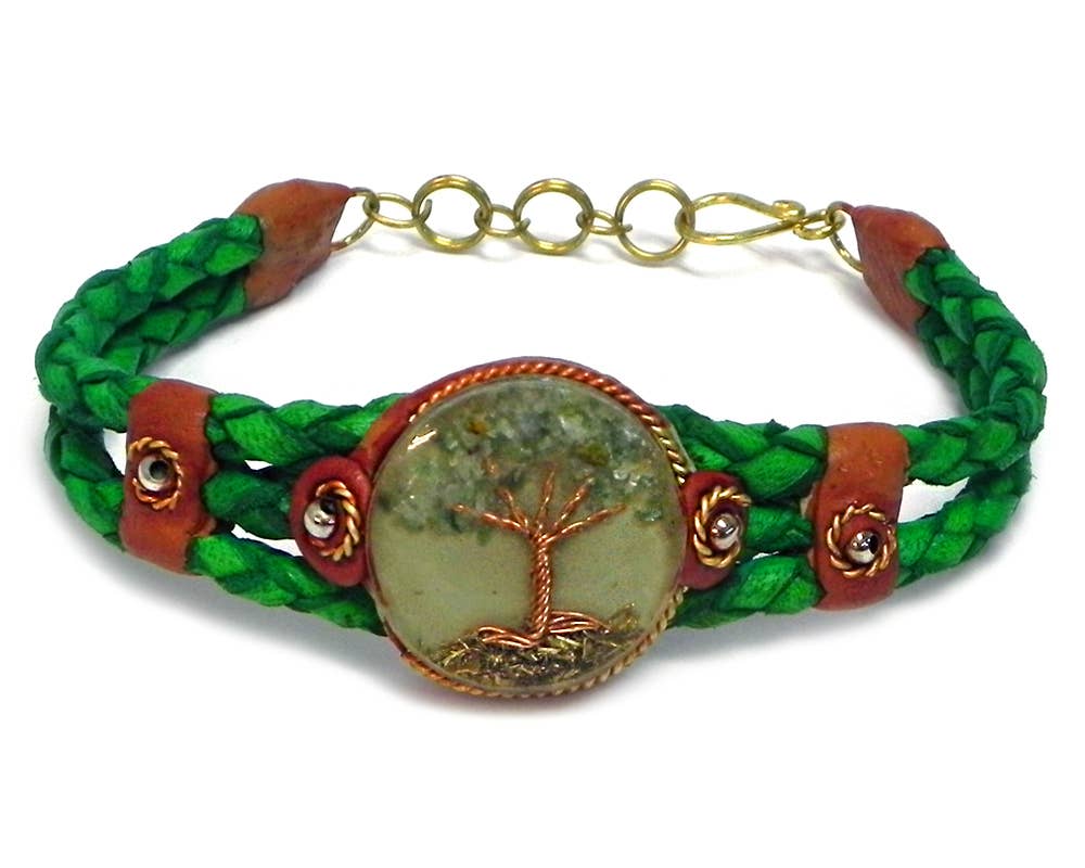 Acrylic Tree of Life Braided Leather Bracelet boho clothing, festival outfit, hippie style apparel | Elevated Hippie