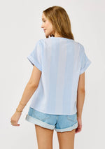 Striped Henley Embroidered Top - The Elevated Hippie