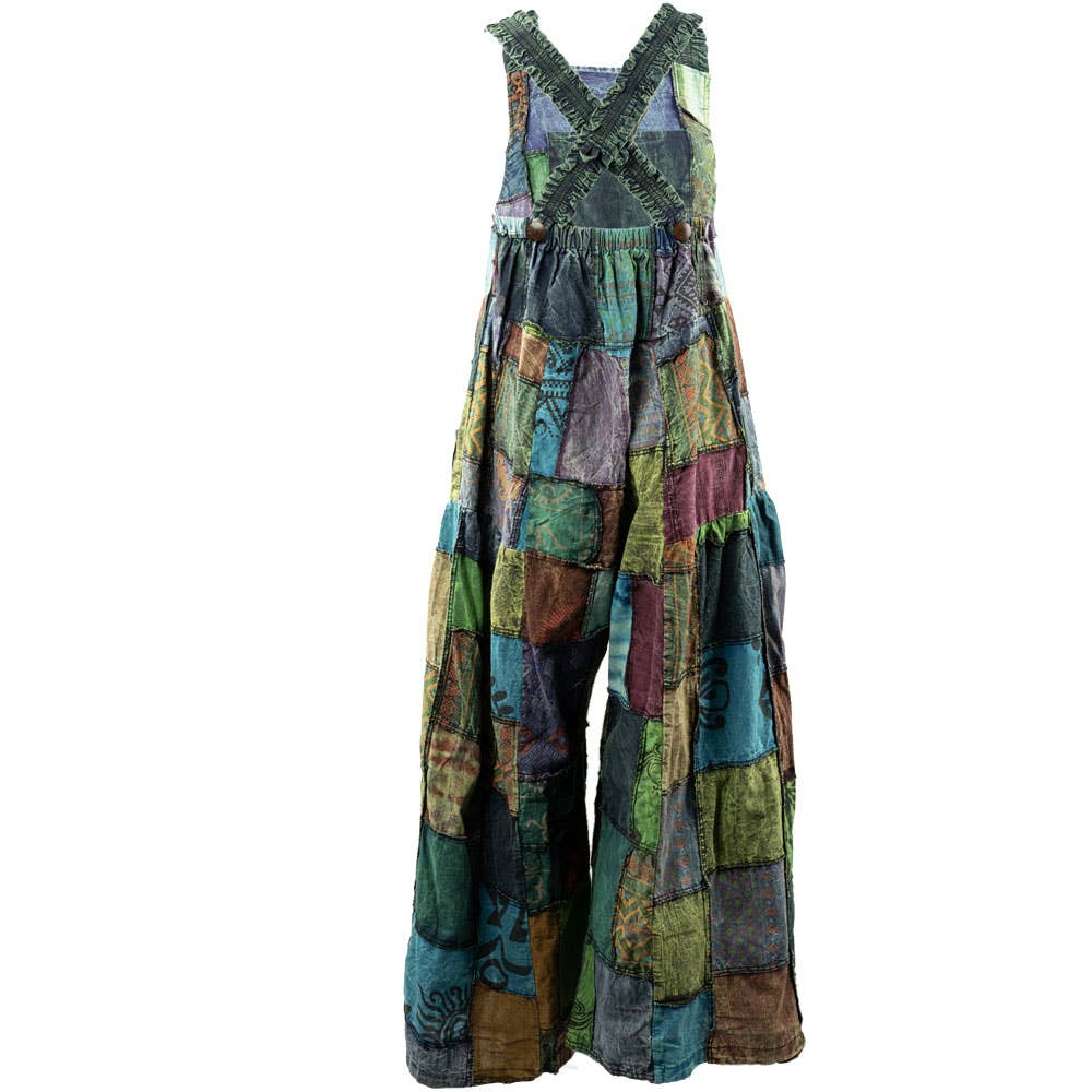 PATCHWORK FLARE JUMPSUIT--ASSORTED COLORS boho clothing, festival outfit, hippie style apparel | Elevated Hippie