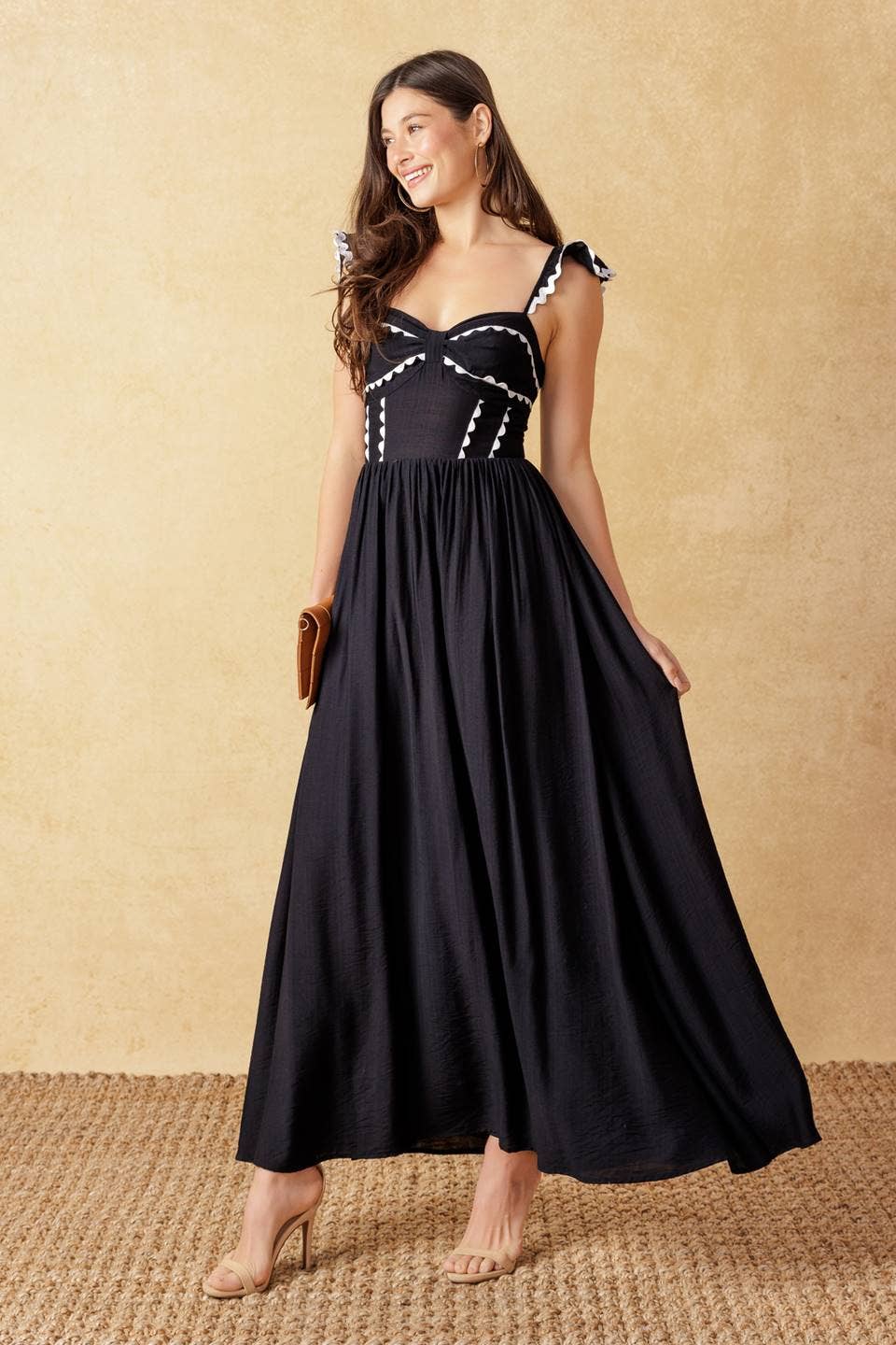 Sweetheart Ric Rac Ruffle Midi Dress - The Elevated Hippie