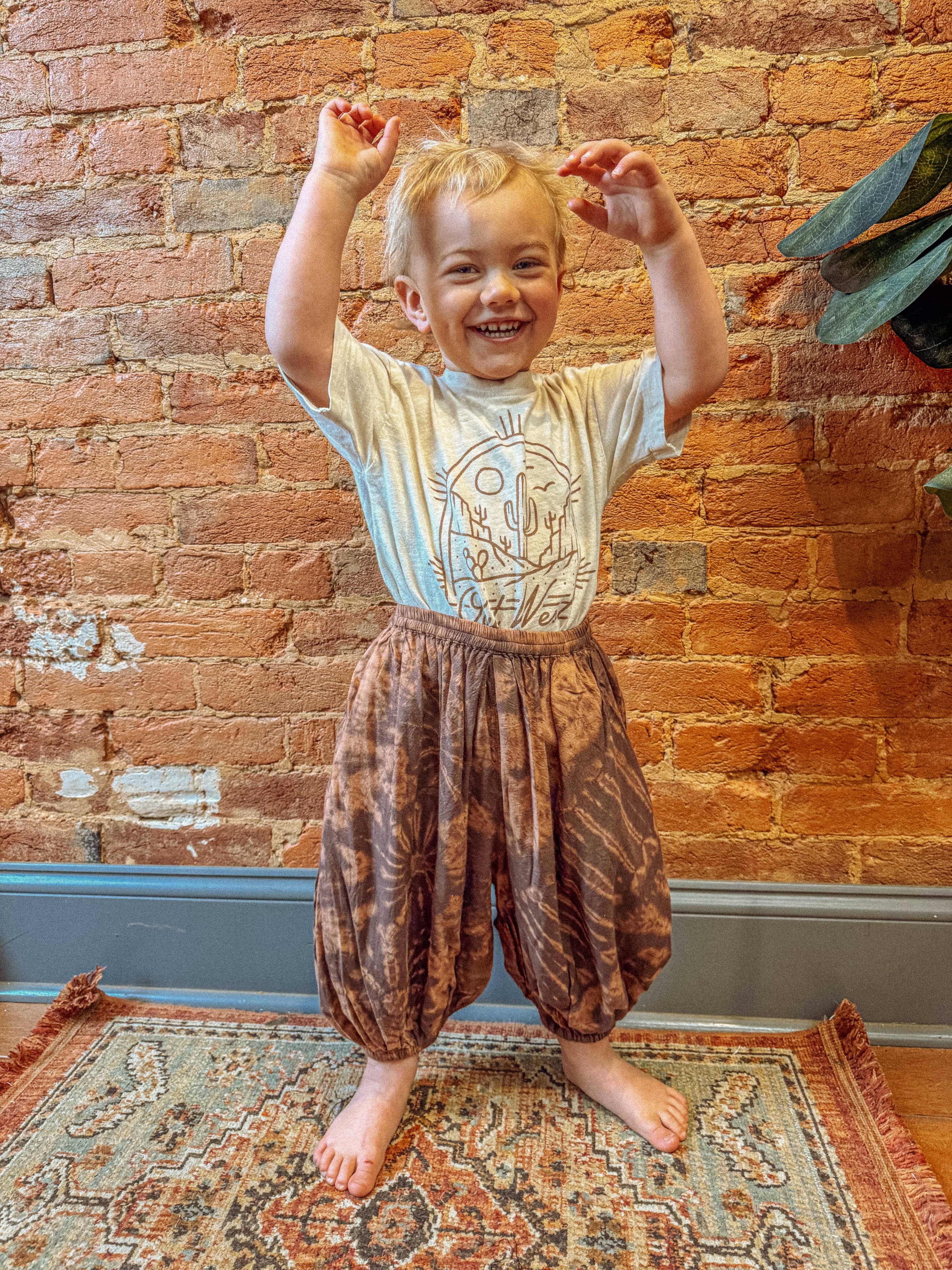 Handmade Kids Tie Dye Festival Pants – Newborn to Youth 14 – Boho Hippie Style - The Elevated Hippie