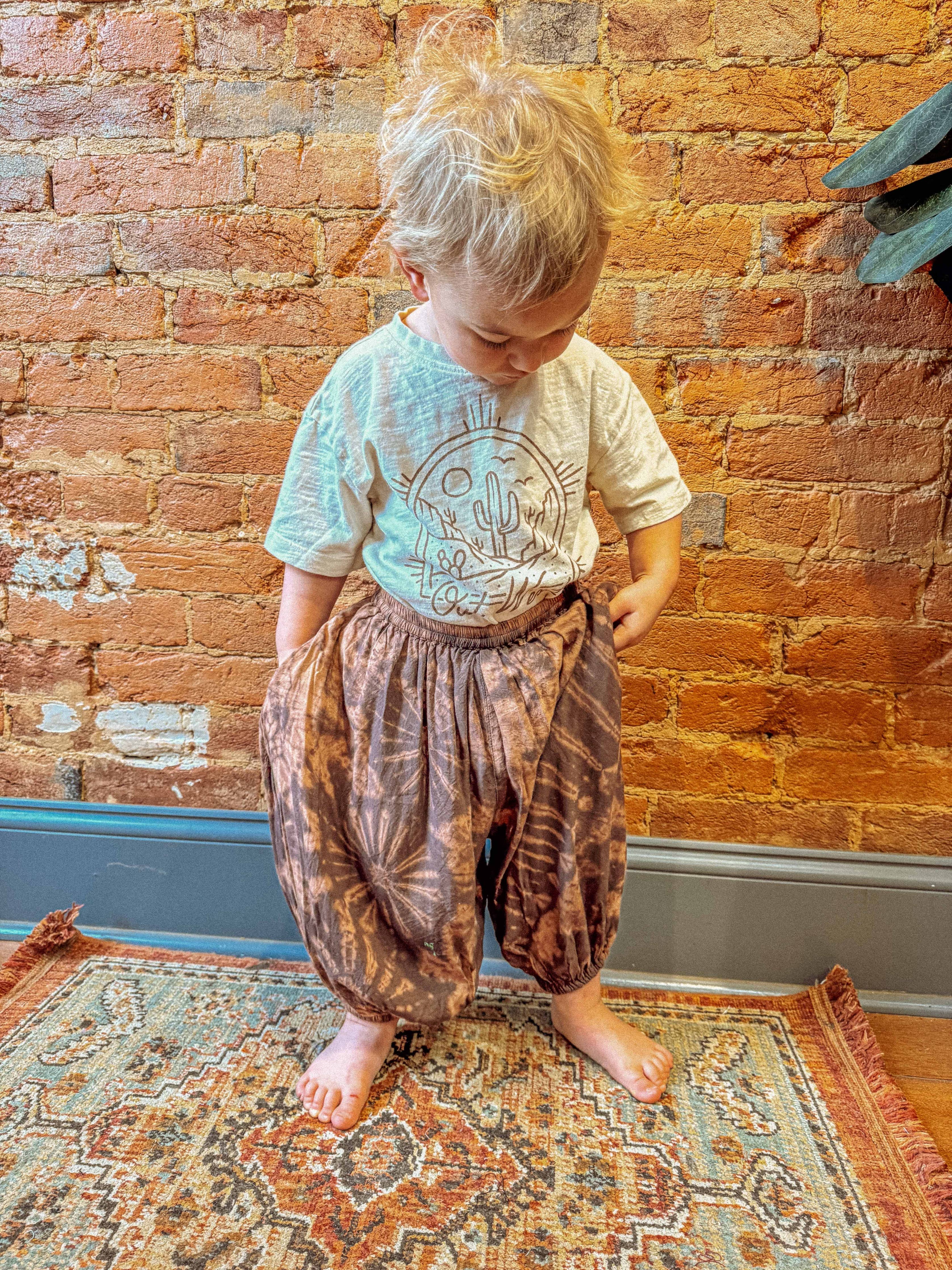 Handmade Kids Tie Dye Festival Pants – Newborn to Youth 14 – Boho Hippie Style - The Elevated Hippie