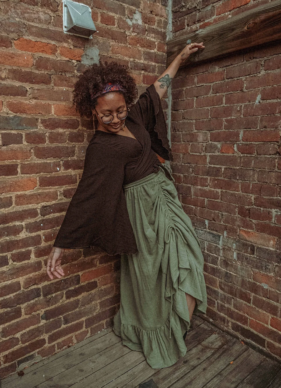 Boho Cinch Ruffle Skirt Organic Cotton Bamboo, Bohemian  - The Elevated Hippie