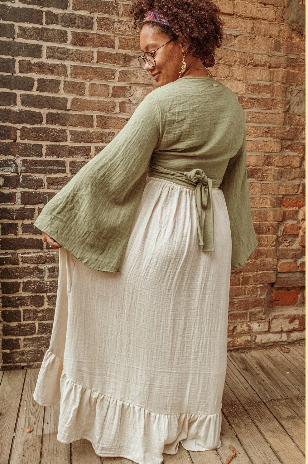 Boho Cinch Ruffle Skirt Organic Cotton Bamboo, Bohemian  - The Elevated Hippie