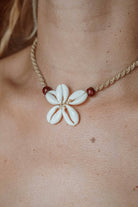 Beachy Boho Shell Flower Necklace, Macrame Coastal Jewelry  - The Elevated Hippie