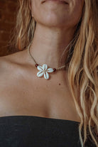 Beachy Boho Shell Flower Necklace, Macrame Coastal Jewelry  - The Elevated Hippie