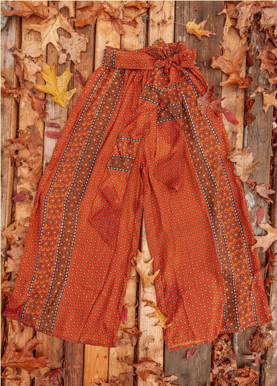 Silk Palazzo Hippie Pants, Elastic Tie Boho Chic Pant - The Elevated Hippie