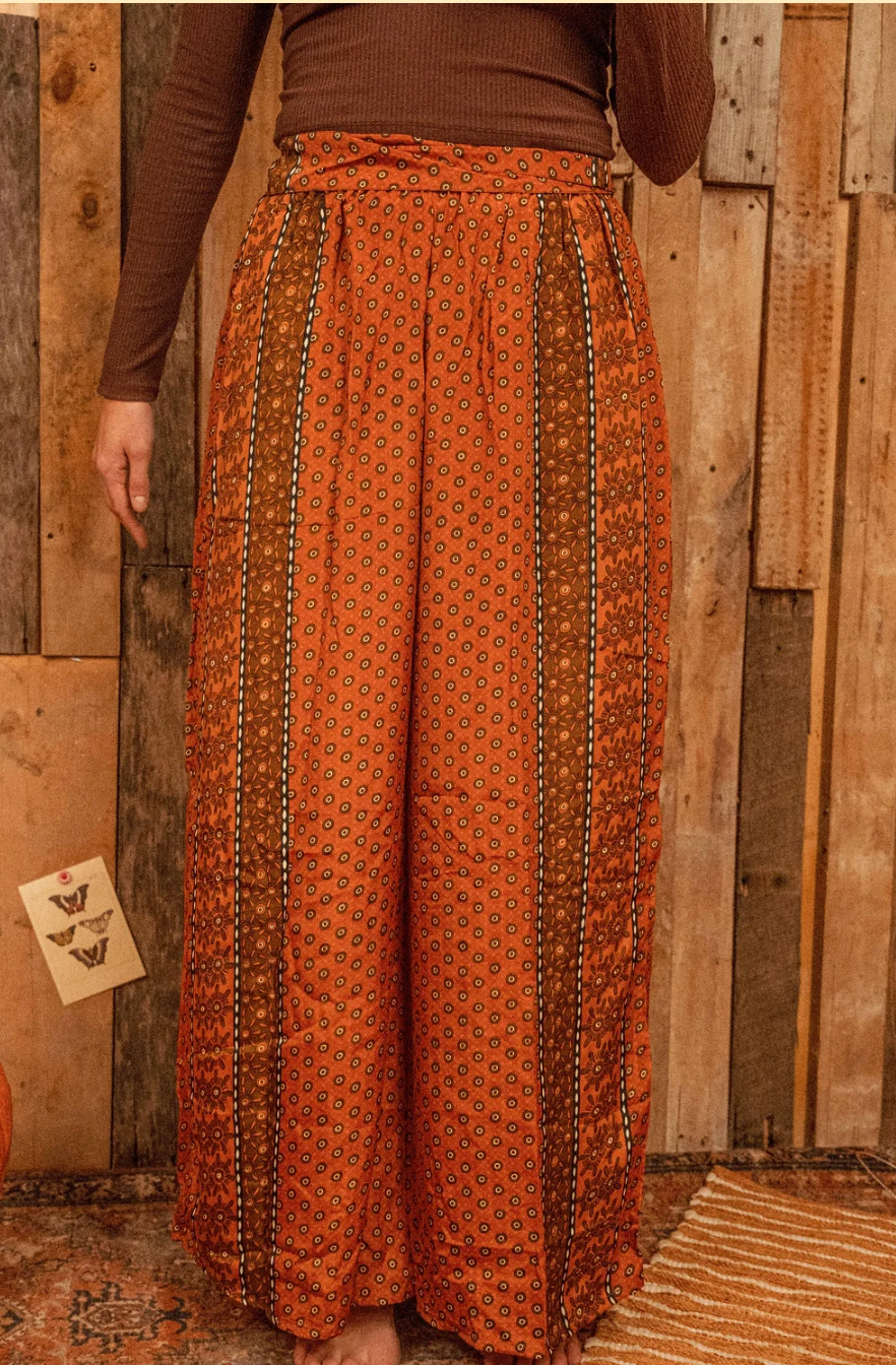Silk Palazzo Hippie Pants, Elastic Tie Boho Chic Pant - The Elevated Hippie