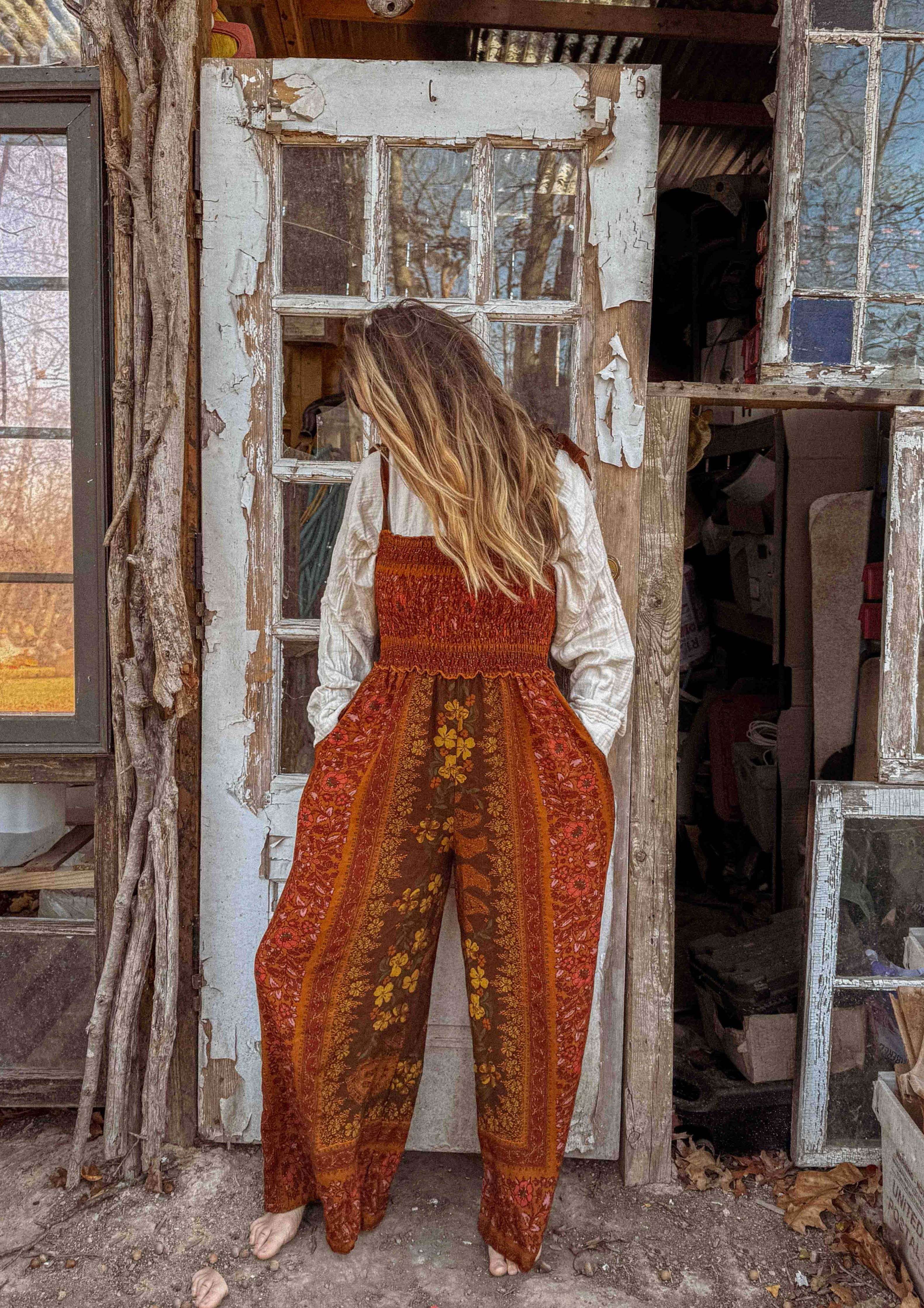 Boho Floral Printed Jumpsuit Pants 2 in 1, Free Spirit Style - The Elevated Hippie