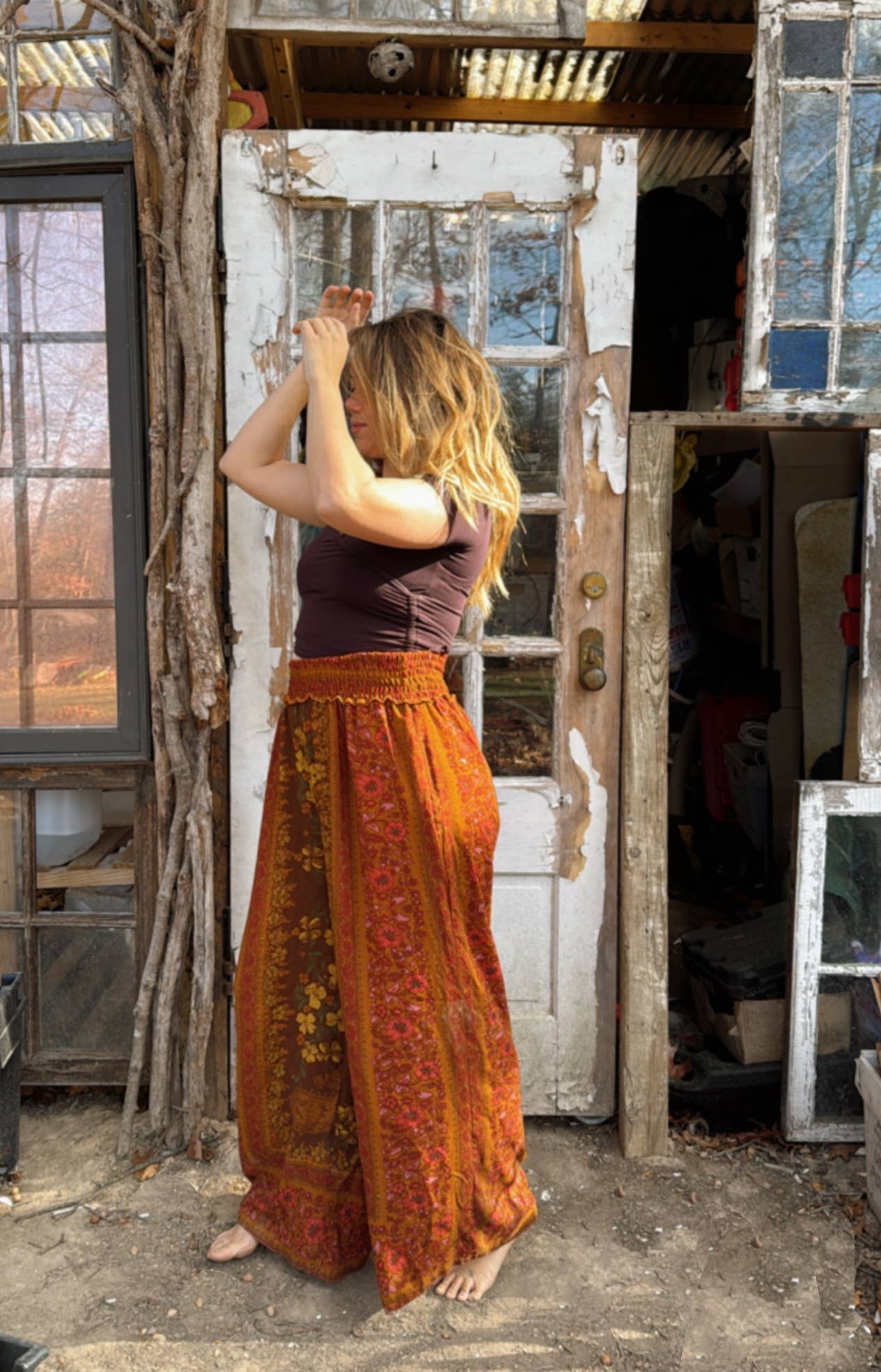 Boho Floral Printed Jumpsuit Pants 2 in 1, Free Spirit Style - The Elevated Hippie