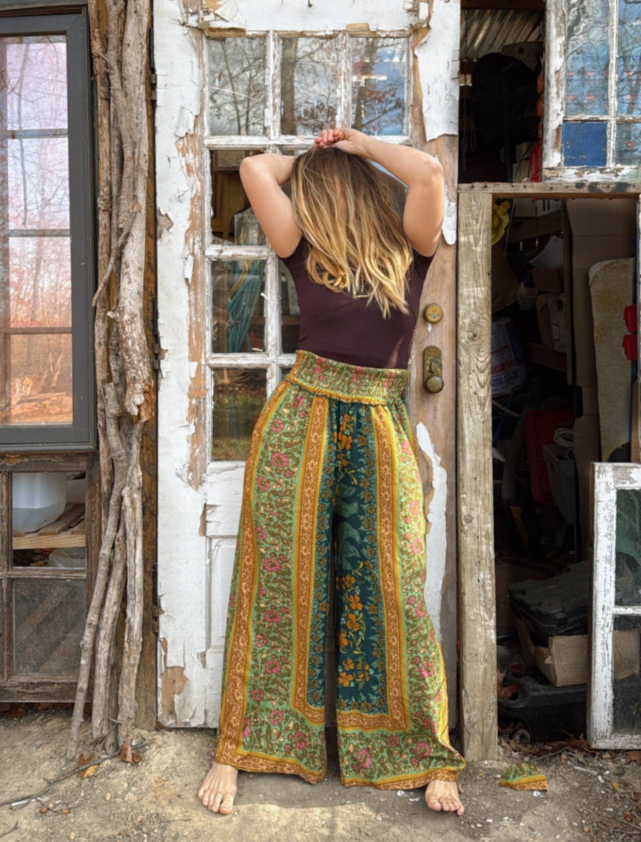 Boho Floral Printed Jumpsuit Pants 2 in 1, Free Spirit Style - The Elevated Hippie