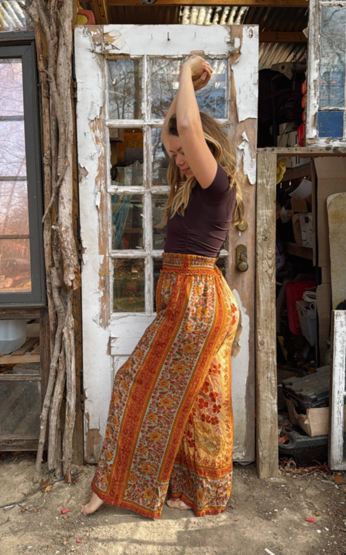 Boho Floral Printed Jumpsuit Pants 2 in 1, Free Spirit Style - The Elevated Hippie