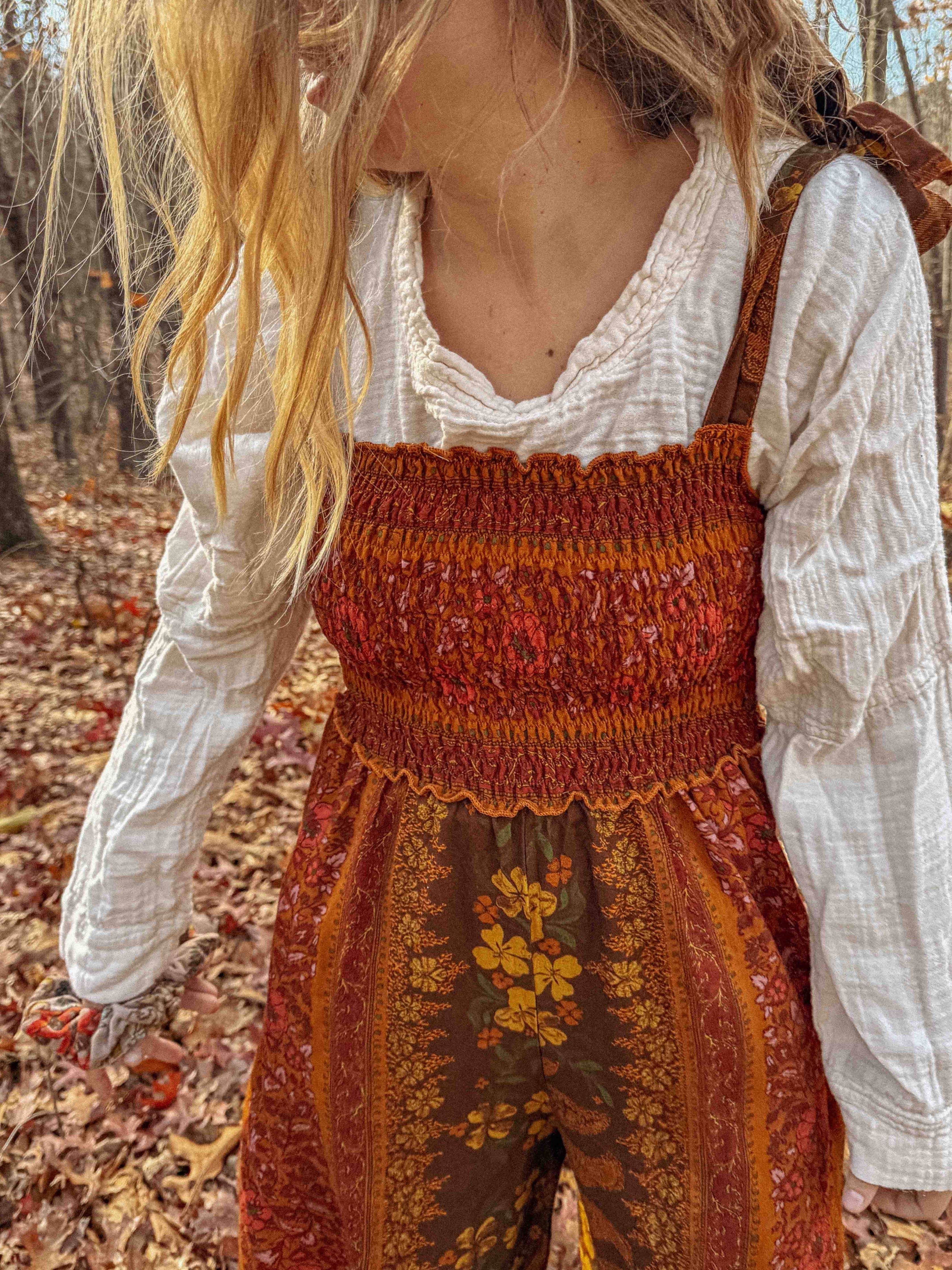 Boho Floral Printed Jumpsuit Pants 2 in 1, Free Spirit Style - The Elevated Hippie