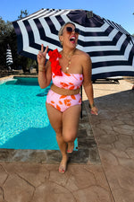 Gelato Splash 3-Piece Swim Set – One-Shoulder Swimsuit with Ruffle Skirt Cover-Up - The Elevated Hippie