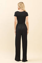 JR56657 - RUCHED SURPLICE PALAZZO JUMPSUIT - The Elevated Hippie