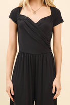 JR56657 - RUCHED SURPLICE PALAZZO JUMPSUIT - The Elevated Hippie