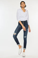 High Rise Button Down Cuffed Skinny Jeans – Sleek Fit, Soulful Edge - The Elevated Hippie