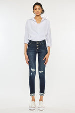 High Rise Button Down Cuffed Skinny Jeans – Sleek Fit, Soulful Edge - The Elevated Hippie