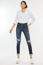 High Rise Button Down Cuffed Skinny Jeans – Sleek Fit, Soulful Edge - The Elevated Hippie