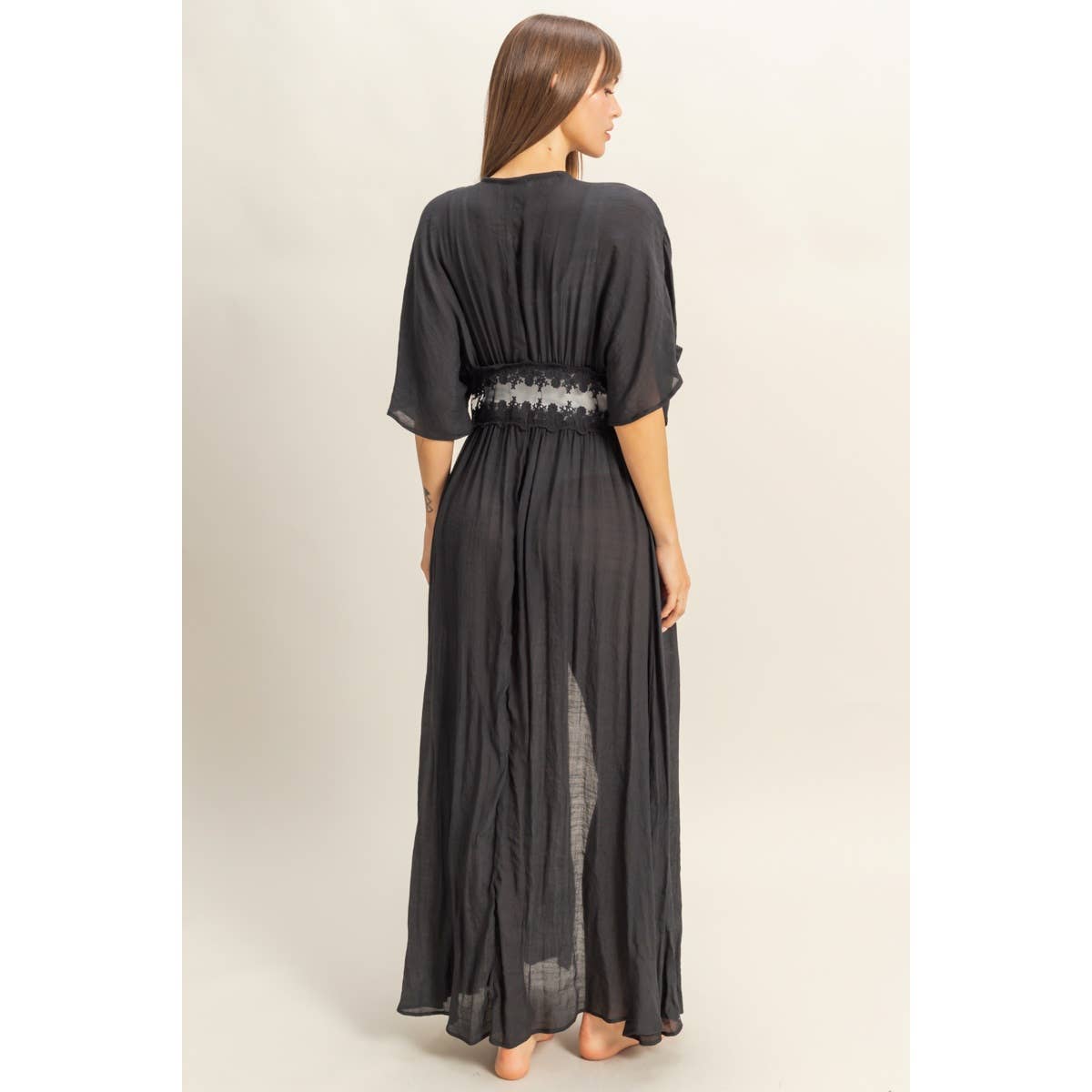 Tie-Front Lace Long Duster - The Elevated Hippie
