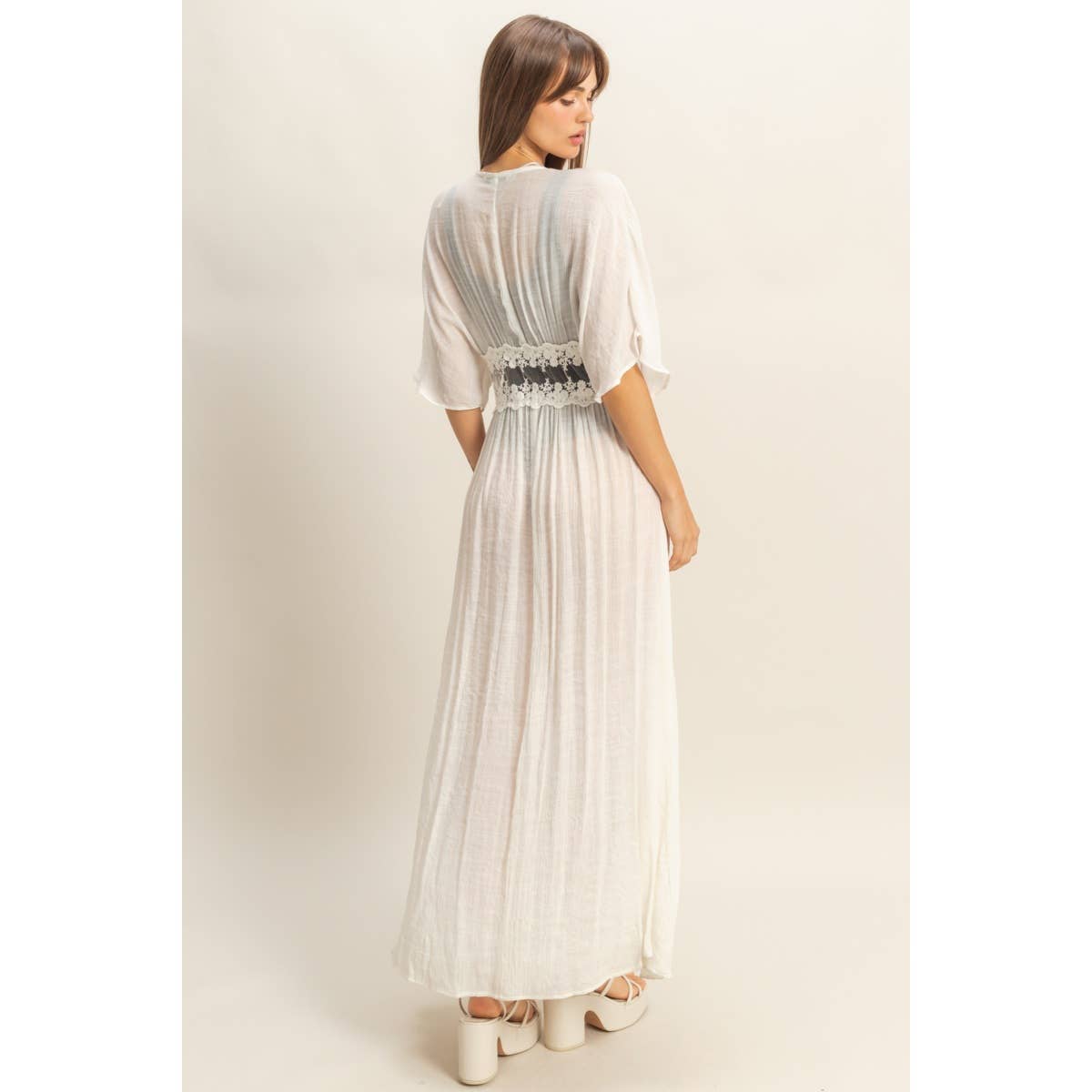 Tie-Front Lace Long Duster - The Elevated Hippie
