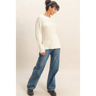 Raglan Long Sleeve Side Slit Sweater - The Elevated Hippie