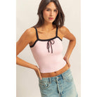 Square Neck Crop Ribbon Knit Top - The Elevated Hippie
