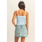 Square Neck Crop Ribbon Knit Top - The Elevated Hippie