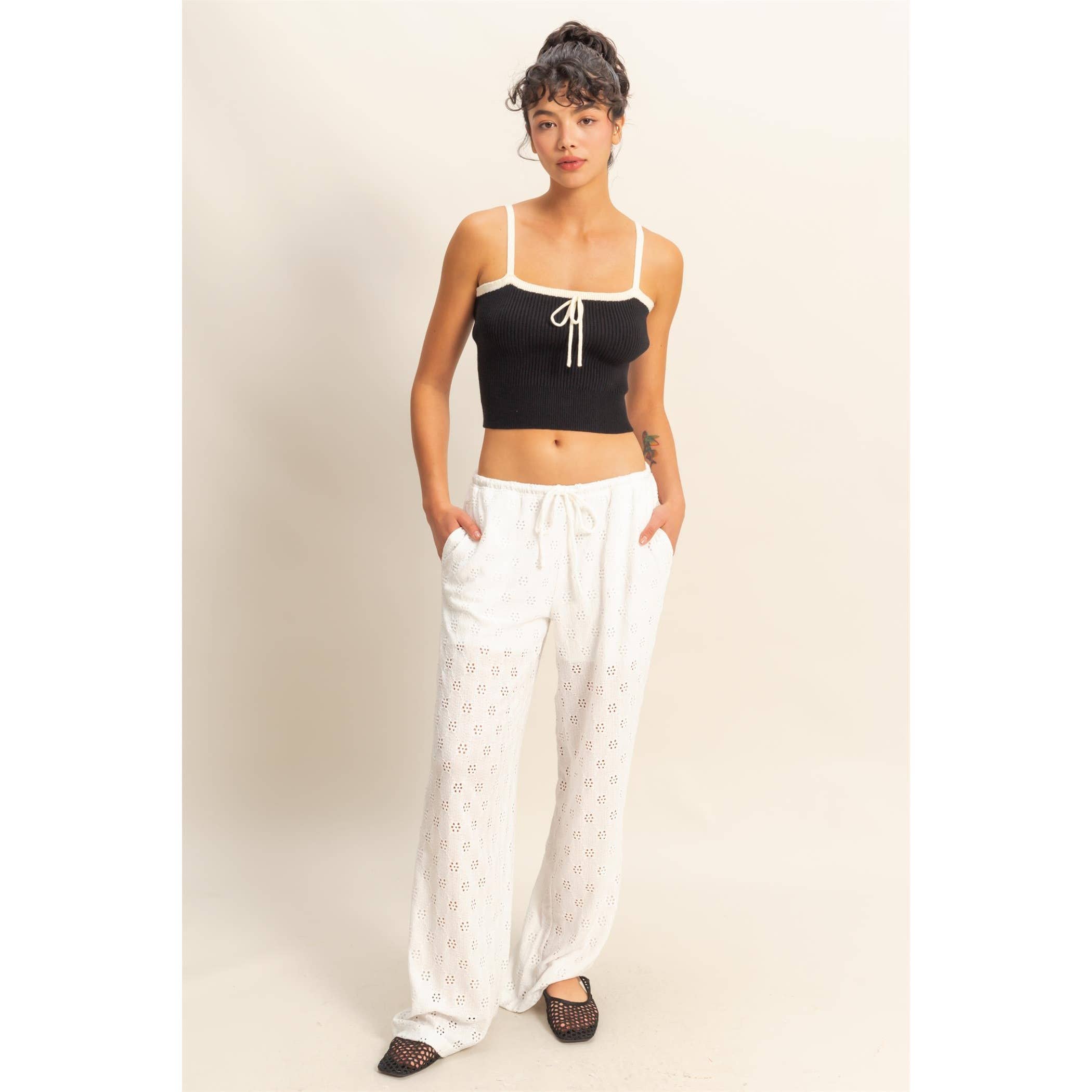 Square Neck Crop Ribbon Knit Top - The Elevated Hippie