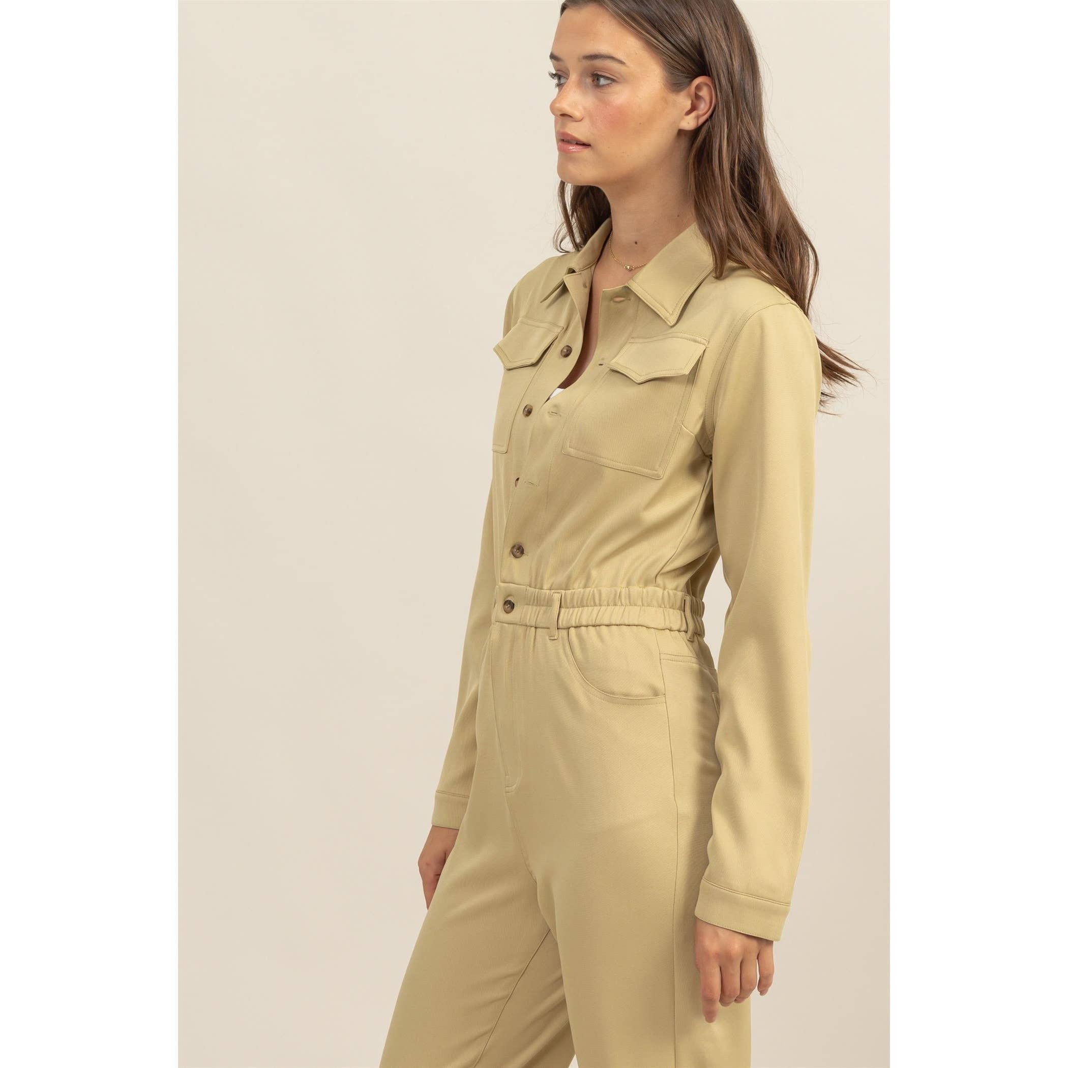 Button-Up Utility Jumpsuit - The Elevated Hippie