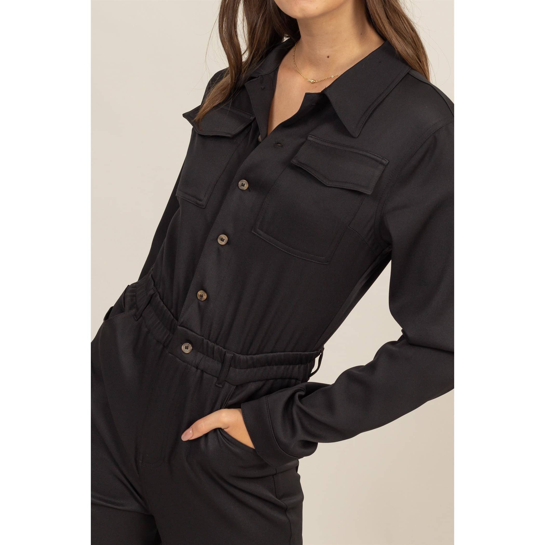 Button-Up Utility Jumpsuit - The Elevated Hippie