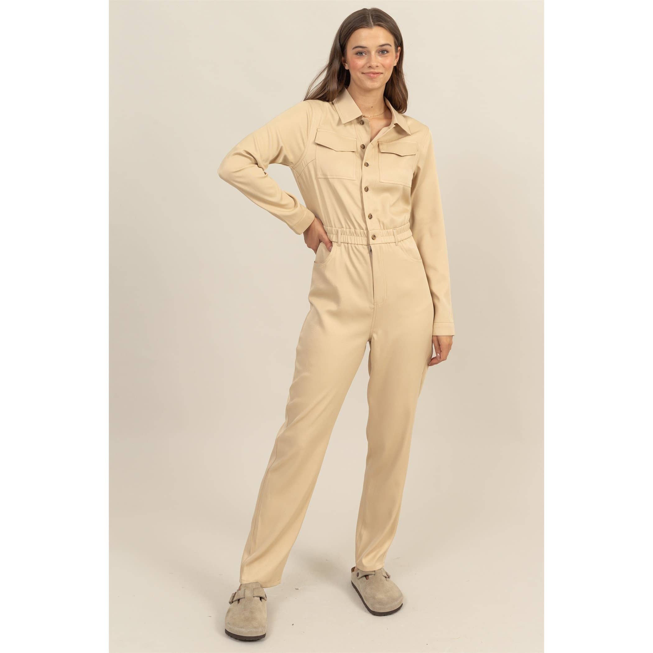 Button-Up Utility Jumpsuit - The Elevated Hippie