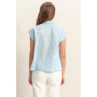 Ditsy Floral Print Cap Sleeve Shirt - The Elevated Hippie