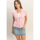 Button-Front Crochet Sweater - The Elevated Hippie