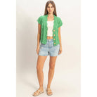 Button-Front Crochet Sweater - The Elevated Hippie
