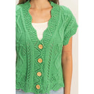 Button-Front Crochet Sweater - The Elevated Hippie
