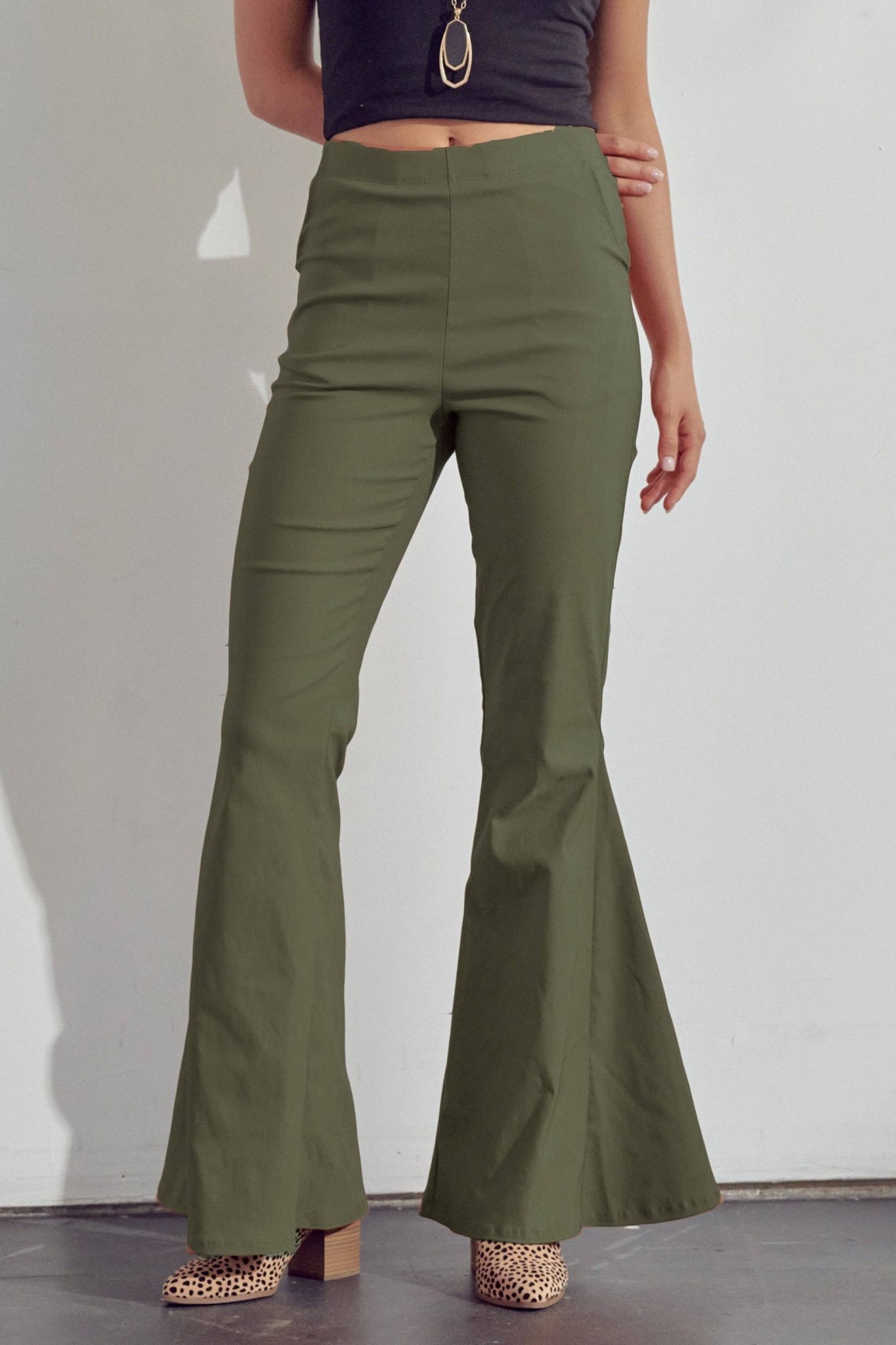 Solid Flared High Waist Pants – Effortlessly Chic & Comfortably Boho - The Elevated Hippie