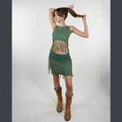 Cotton Spandex Stonewash Tassel Mini Skirt - The Elevated Hippie