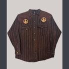 Men's Cotton L\S Cowboy Shirt w/ Tonal Peace Embroidery - The Elevated Hippie