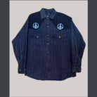 Men's Cotton L\S Cowboy Shirt w/ Tonal Peace Embroidery - The Elevated Hippie