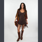 Boho Hippie Cotton Spandex Stonewash Tassel Mini Dress - The Elevated Hippie