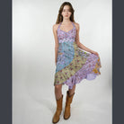Boho Hippie Cotton Floral Patchwork Sun Dress W/ Pockets - The Elevated Hippie