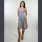 Boho Hippie Cotton Floral Patchwork Sun Dress W/ Pockets - The Elevated Hippie