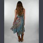 Boho Hippie Cotton Floral Patchwork Sun Dress W/ Pockets - The Elevated Hippie